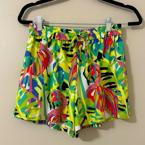CROSBY by Mollie Burch Pants - CROSBY by Mollie Burch Colorful Flamingo Print Shorts Sz Small Resortwear Preppy